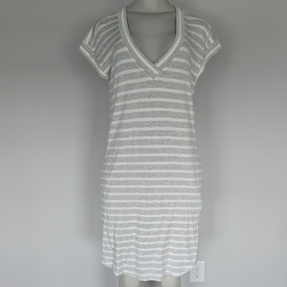 Athleta gray/white stripe (Nirvana) Newport Sweatshirt Dress-M